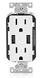 10 Pack Leviton T5632-W USB Charger/15 Amp, 125 Volt, Decora Tamper-Resistant Receptacle -White by L