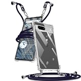 Muciyazi 用の Google Pixel 7a ケース クリア ショルダー ピクセル7a カバー 肩掛け 斜めかけ 縄掛けケース 透明 薄型 軽量 TPU 携帯ケース 紐付き 長さ調整可能 取り外し可能 落下防止 紛失防止(ブラック)