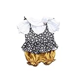 Pojour 夏 1-6歳キッズセット 上下セット Tシャツ+パンツ 子供かわいいブラウス 通気 綿 オレンジ(80cm)