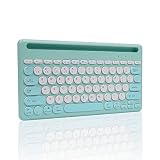 Yifeng ワイヤレス キーボード bluetooth USB接続とブルートゥース接続両対応 マルチペアリング ４台同時接続 スタンド付き パンタグラフ式 us配列 充電式 かわいい Windows/iOS/Android対応 パソコン/ノートパソコン/タブッレト/ipad/スマホ/iPhone用 青