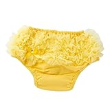 Fenteer ベビー　フリル　レース　女の子 トレーニングパンツ　ショートパンツ　柔らかい　綿　ショーツ　ブリーフ　弾性　調節可能　 全３色　 - 黄, Mは0-6ヶ月