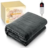 電気毛布 掛け敷き兼用 電気ブランケット 180×130cm【両面用可能フランネル＆ボア調素材・6段階温度調節】電気ひざ掛け 速暖 電気敷き