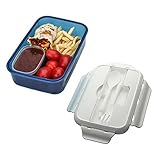 Love&life Leakproof Lunch Box with 3+1 Separated Containers and Matching Silverware, Blue [並行輸入品]