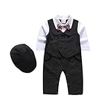 Burning Go ベビー服 ロンパース フォーマル 男の子 子供スーツ ベビー服　出産祝い 帽子 蝶ネクタイ セット