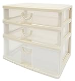 サンコープラスチック 小物収納3段 エルピス 幅34.5×奥25.5×高32.2cm ソフトベージュ