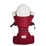 Angelcare 乳幼児向け 抱っこひも 新生児 赤ちゃん おんぶひも ママの負担を軽減 エルゴベビー 抱っこ紐 オーガニック (つかれにくい腰ベルトタイプ) レッド