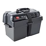 SEKIYA 蓄電用 バッテリーケース 12V 外部出力端子付 バッテリーBOX バッテリーをケースにいれると家庭用ポータブル蓄電池に バッテリー容量表示付 簡単接続12Vソケット USB出力