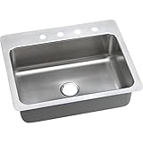 Elkay LSR27225 18 Gauge Stainless Steel 27 x 22 x 8 Single Bowl Dual/Universal Mount Kitchen Sink wi