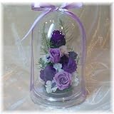 ドーム入りアレンジ-萌紫のバラのプリザーブドフラワー