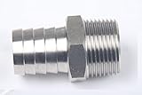 Generic Bar Production Stainless Steel 316 Barb Fitting Coupler / Connector 1" Hose ID x 1" Male NPT