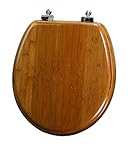 Mayfair 9401NI 568 Solid Bamboo Toilet Seat with Brushed-Nickel Hinges, Round, Dark Bamboo by Mayfai