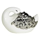 Essential D?cor Entrada Collection Ceramic Swan Vase, 10 by 7.25 by 6-Inch [並行輸入品]