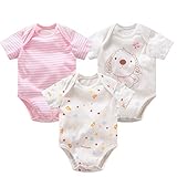 baby fruit 夏 ベビー服 半袖ロンパース 女の子 男の子 赤ちゃん Uネック プリント コットン 可愛い 三角 3枚セット BQ1693 ピンク 59cm
