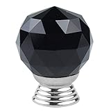 ハンドル，SODIAL(R)2ｘクリスタルガラス　ドアノブ　引き出し　キャビネット　キッチン　家具のハンドル - 黒
