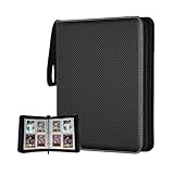 NUOSWEK トレーディングカードコレクションバインダー 4ポケット 400ポケット ジップカードバインダー アルバム カードホルダー バインダー 取り外し可能な50スリーブ付き MTG TCG 遊戯王カード スポーツカード用カードフォルダー (ブラック)