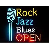 ネオンサイン オープン ROCK JAZZ BLUES OPEN ネオン管 ネオンライト 店舗照明 ガレージ アメリカン雑貨