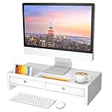 モニター台 机上台 組立不要 引き出し付き 幅52cm*奥行27cm*高さ12cm