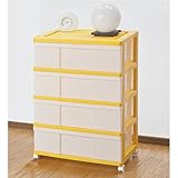 収納ケース 引き出し ワイド カラフルチェスト プラスチック 完成品 4段 2個組 幅60cm おしゃれ イエロー キャスター付き 送料無料【メーカー 自社製造 日本製】