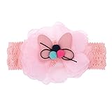 Domybestベビーヘアバンド 　レース　キッズ 子供 カチューシャ　お花 髪飾り ヘアアクセサリー 新生児 赤ちゃん 出産祝い 祝い 誕生日 記念日 撮影に (ピンク)