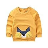 ALLAIBB 子供服 パーカー トレーナー 丸首 プリント付き 春秋服 おしゃれ カジュアル お祝い ギフト size 5T (イエロー)