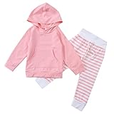 Zhhlinyuan Kids 2 piece 長袖 綿 Hoodies+Stripe Pants Outfits Newborn ベビー Casual 衣類 Sets