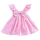 Hzjundasi ベビー新生児の女の子のフリルノースリーブ大きなちょう結びのドレス結婚式の党のプリンセスドレスサマーベストのプリーツスカート