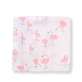 Setaria Viridis　モスリンコットン ベビー おくるみ 夏用ベビーブランケット 入浴用　ベビーバスタオル　柔らかく ガーゼ　毛布　出産祝い プレゼント　 (フラミンゴ)