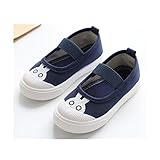 WIN　子供 キッズスニーカー 女の子 キャンバスシューズ ベビー靴 ジュニア 女児 ガールズ 可愛いキャンバスシューズ 通学通園 カジュアル (内寸18cm, ネイビー)
