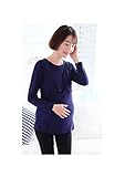 【ginza福ya MT-17】授乳服 Tシャツ　裏起毛　産前 産後 妊婦用 長袖 マタニティ 授乳口付 トップス Tシャツ 出産祝い プレゼント (XL, ネイビー)