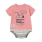 【ベビー服 春夏】半袖切替え天竺ボディスーツ ピンク（ミルク） サイズ：７０