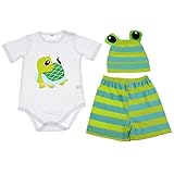 Lovoski 赤ちゃん　ベビー　キャタピラ　ストライプ柄　3点セット　ボディスーツ　パンツ　帽子　コットン　通気性　全3サイズ4色 - パターン1, 95cm
