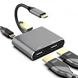 2026年シンプルモデル USB Type-C HDMI Dual Display対応 4in1ドッキングステーション USB HDMI 変換アダプタ HDMI1.4 4K x2ポート/PD 60W急速充電/USB 3.0高速転送 マルチディスプレイ 3画面 株式会社Hanxコマース DST-7CH2