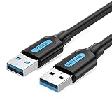 VENTION USB3.0ケーブル Aオス-Aオス 高速データ転送 5Gbps 高耐久 PVC 2m ノートパソコン デスクトップ 車載対応 USBケーブル 2A電流 高速通信 ブラック タイプA-タイプA 双方向
