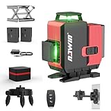 ナウィン レーザー墨出し器 4D 16ライン グリーンレーザー 水準器ツール 磁気回転スタンド マグネット リモート付き バッテリー*2 屋内/屋外兼用 自動補正 天井、壁、床などに使用可能 (16線レーザー)