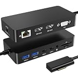 Surface Pro 11/10/9/X 専用 7-in-1 USB-C ハブ, トリプルディスプレイ(8K/4K) サポート, 100W PD充電, 40Gbps Thunderbolt 4, HDMI/USB3.0/SD/TF/オーディオポート搭載