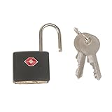 Lovoski 　金属製　TSA　トラベルロック　バッグ　パドロック　荷物　スーツケース　コードロック　2キー付属 - 黒