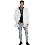 メンズコート Hosam フェイクファー コート 男 暖か 欧米風 おしゃれ 無地 コート S-XXXL 6色を選ばれ モコモコ 服 日常着 パーティー ファッション (ホワイト, L)