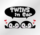 ペンギン柄ドライブサイン カッティングステッカー (TWINS, 黒)