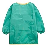 【SEBLES】 ベビー キッズ スモック カラフル エプロン 防水 幼稚園 め 2歳 ～ 6歳 全6色 サイズ S M L クロスセット (グリーン,M)