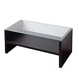 H型ガラスセンターテーブル ローテーブル (幅 90cm×奥行き 45cm×高さ 42cm) (ダークブラウン）