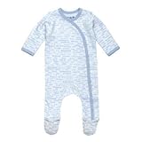 Hello Goodbye Print Side Snap Footie Color: Blue by Under the Nile