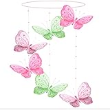 Butterfly Mobile Dark Pink Fuchsia Green Pink Shimmer Spiral Nylon Mesh Butterflies Mobiles Decorati