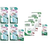 【セット買い】GUM(ガム) 歯周プロケア ソフトピック カーブ型 歯間ブラシ やわらか ゴムタイプ ケース付き [サイズ:SSS~S 細いタイプ] 30本入×4個パック+おまけ付き + GUM(ガム) デンタルフロス [ワックス ふくらむタイプ] ワックスあり 歯間ケア アンフレーバー 40m×3個パック+おまけ付き