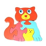 Traditional Wood'n'Fun: Baby/Toodler Wooden Colourful Cat & Kitten Jigsaw/Puzzle. by Ackerman