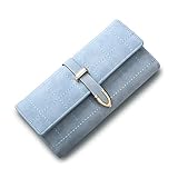 長財布 レディース PUレザー 三つ折り ロングウォレット (薄いブルー(Light Blue))