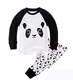 Babyfashion 綿100％　子供パジャマ　ルームウェア　キッズ　　女の子　男の子　上下セット　パンダ柄　　長袖　 寝巻き ボーイズ　ガール　女児　男児 ベビー　 2-8歳 (8歳, 白)