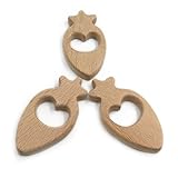 Kissteether 3pcs 手作りの木製のオーガニック安全なベビーおしゃぶり大根ペンダントオーガニックナチュラルブナ木製玩具ハンドカット動物DIY赤ちゃんのおしゃぶりの看護アクセサリー (3pc