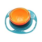 WIFFCOAA 子供ボウル 360回転空飛ぶ ジャイロボウル プラスチック 　UFOジャイロ 幼児　食器　摂食 食品のこぼれ防止 食事練習 ふた付き 食洗機対応 便利 実用的 全3色 (グリーン)