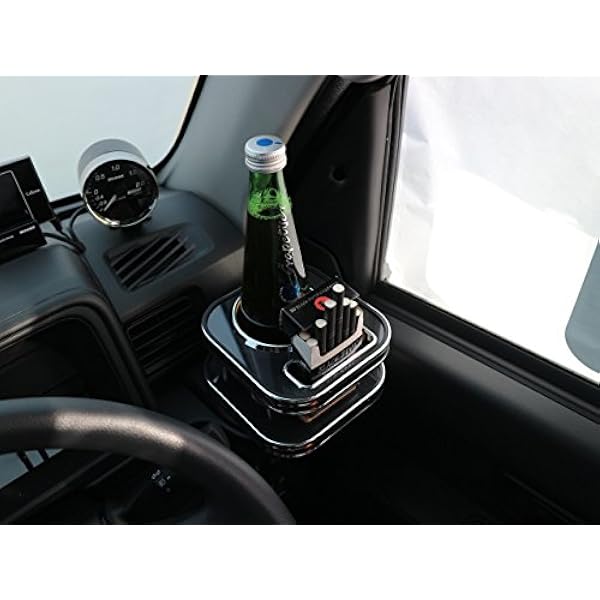 ハイゼットカーゴ 純正ドリンク用カップホルダー運転席側 ブラックウッド ブラックフルメッキ トレイ 車 バイク Amazon