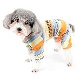 ZUNEA 犬服 春 夏 ロンパース 小型犬 つなぎ パジャマ 柔らかい 綿製 おしゃれ かわいい 部屋着 寝間着 ボーダー柄 ペット ドッグウエア 洋服 可愛い Tシャツ 子犬 猫 チワワ 用服 お散歩 オレンジ XL